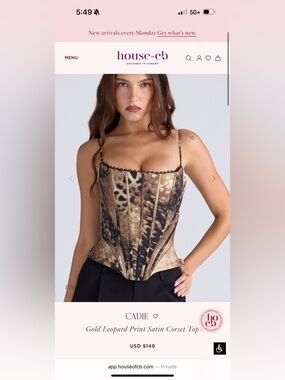 House of CB — Cadie Gold Leopard Print Satin Corset Top